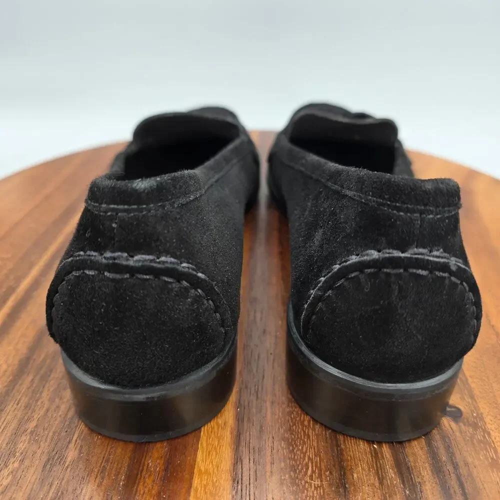 Stuart Weitzman Cool People Shoes Womens 9 M Black Suede Leather Loafers Flats